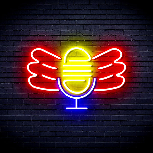 Microphone with Wings Ultra-Bright LED Neon Sign fnu0395