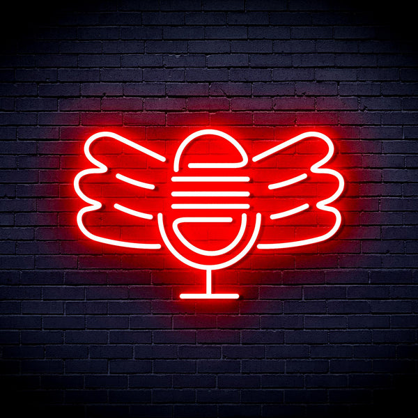 advpro-microphone-with-wings-ultra-bright-led-neon-sign-fnu0395 - Red