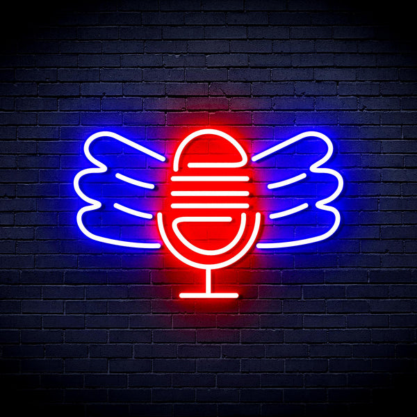 advpro-microphone-with-wings-ultra-bright-led-neon-sign-fnu0395 - Red & Blue