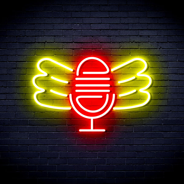 advpro-microphone-with-wings-ultra-bright-led-neon-sign-fnu0395 - Red & Yellow