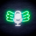 advpro-microphone-with-wings-ultra-bright-led-neon-sign-fnu0395 - White & Green