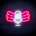 advpro-microphone-with-wings-ultra-bright-led-neon-sign-fnu0395 - White & Pink