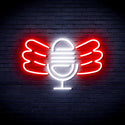 advpro-microphone-with-wings-ultra-bright-led-neon-sign-fnu0395 - White & Red