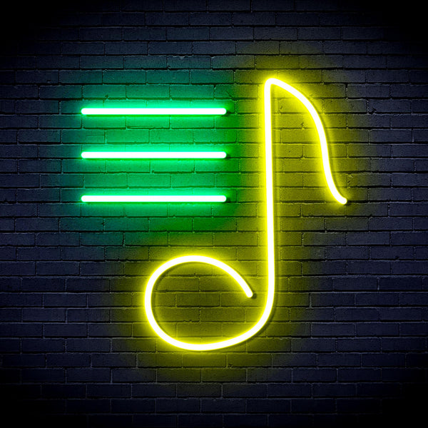 advpro-musical-note-ultra-bright-led-neon-sign-fnu0398 - Green & Yellow