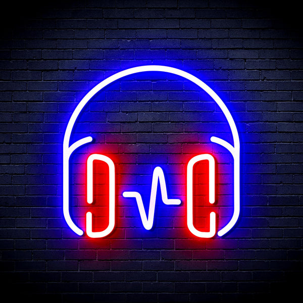 advpro-headphone-ultra-bright-led-neon-sign-fnu0399 - Blue & Red