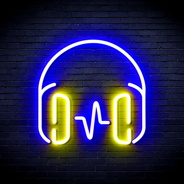 advpro-headphone-ultra-bright-led-neon-sign-fnu0399 - Blue & Yellow