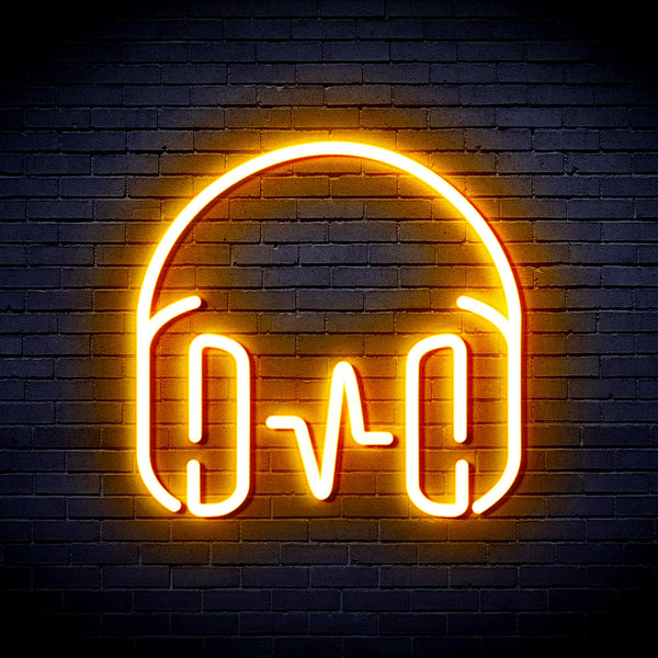 advpro-headphone-ultra-bright-led-neon-sign-fnu0399 - Golden Yellow