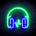 advpro-headphone-ultra-bright-led-neon-sign-fnu0399 - Green & Blue