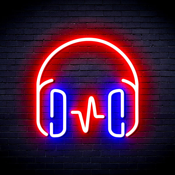 advpro-headphone-ultra-bright-led-neon-sign-fnu0399 - Red & Blue