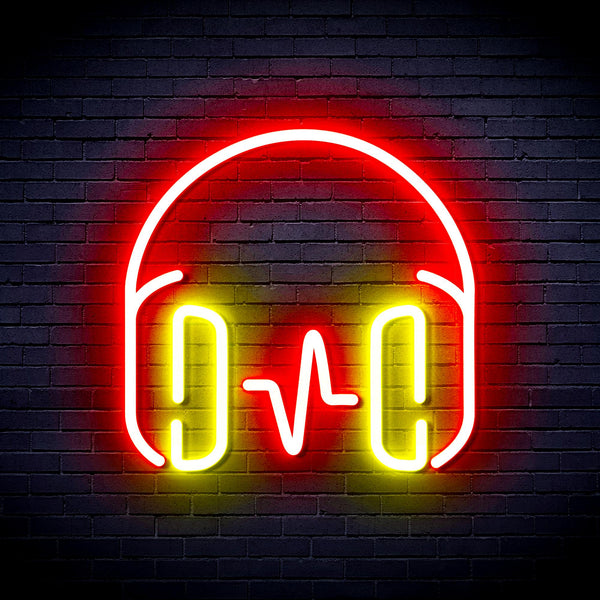 advpro-headphone-ultra-bright-led-neon-sign-fnu0399 - Red & Yellow