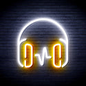 advpro-headphone-ultra-bright-led-neon-sign-fnu0399 - White & Golden Yellow