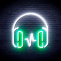 advpro-headphone-ultra-bright-led-neon-sign-fnu0399 - White & Green