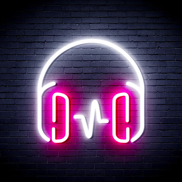 advpro-headphone-ultra-bright-led-neon-sign-fnu0399 - White & Pink