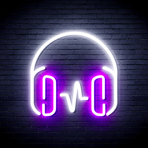 advpro-headphone-ultra-bright-led-neon-sign-fnu0399 - White & Purple