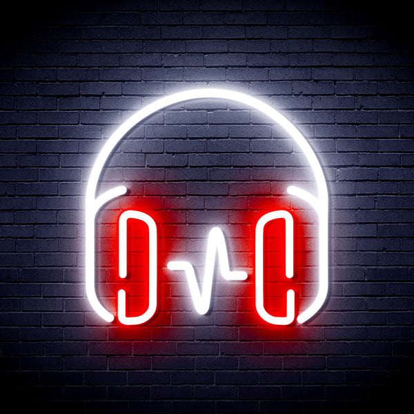 advpro-headphone-ultra-bright-led-neon-sign-fnu0399 - White & Red