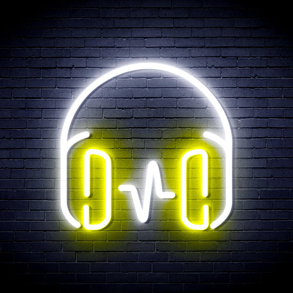 advpro-headphone-ultra-bright-led-neon-sign-fnu0399 - White & Yellow
