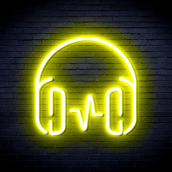 advpro-headphone-ultra-bright-led-neon-sign-fnu0399 - Yellow