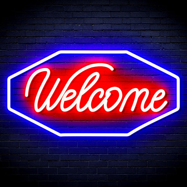 advpro-welcome-ultra-bright-led-neon-sign-fnu0403 - Blue & Red