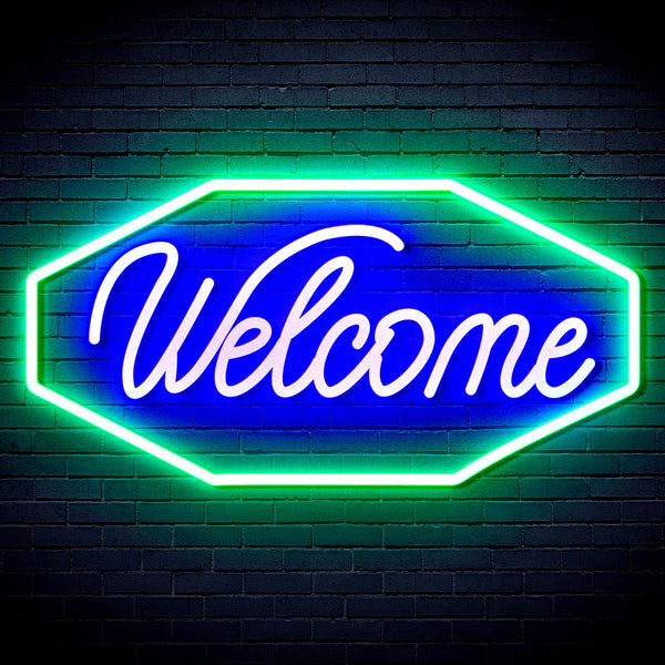 advpro-welcome-ultra-bright-led-neon-sign-fnu0403 - Green & Blue