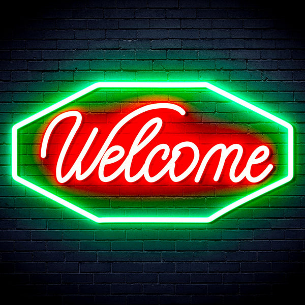 advpro-welcome-ultra-bright-led-neon-sign-fnu0403 - Green & Red