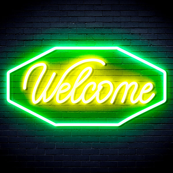 advpro-welcome-ultra-bright-led-neon-sign-fnu0403 - Green & Yellow
