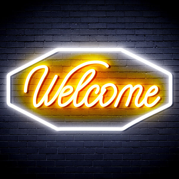 advpro-welcome-ultra-bright-led-neon-sign-fnu0403 - White & Golden Yellow