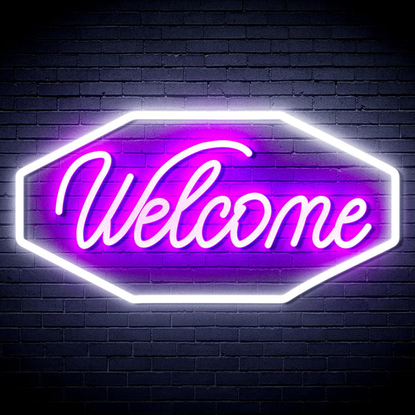 advpro-welcome-ultra-bright-led-neon-sign-fnu0403 - White & Purple