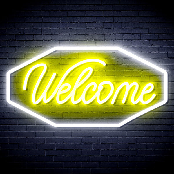 advpro-welcome-ultra-bright-led-neon-sign-fnu0403 - White & Yellow