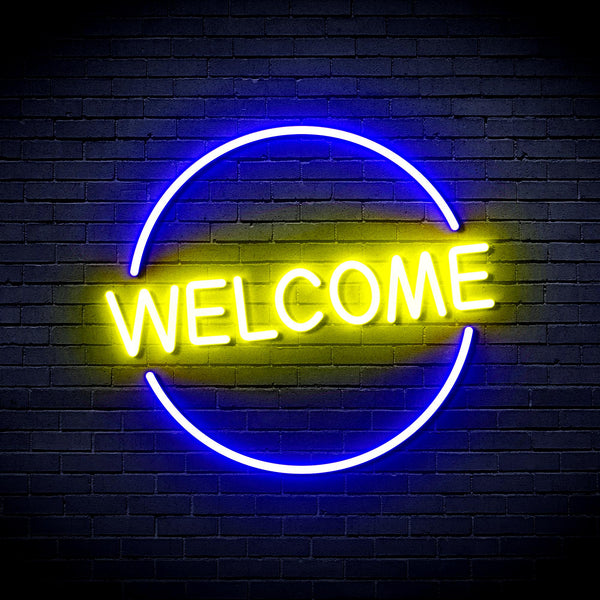 advpro-welcome-ultra-bright-led-neon-sign-fnu0406 - Blue & Yellow