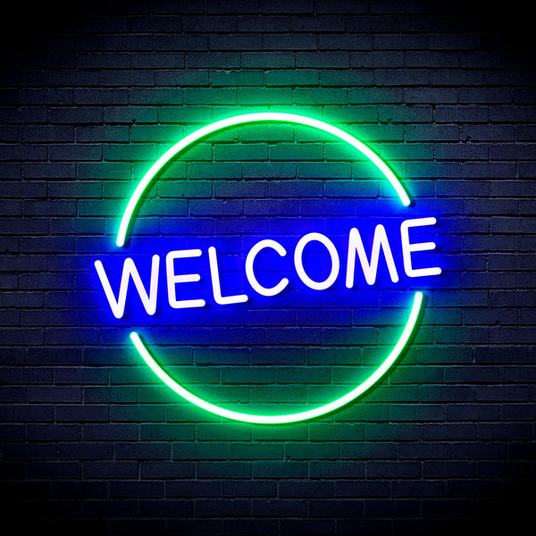advpro-welcome-ultra-bright-led-neon-sign-fnu0406 - Green & Blue