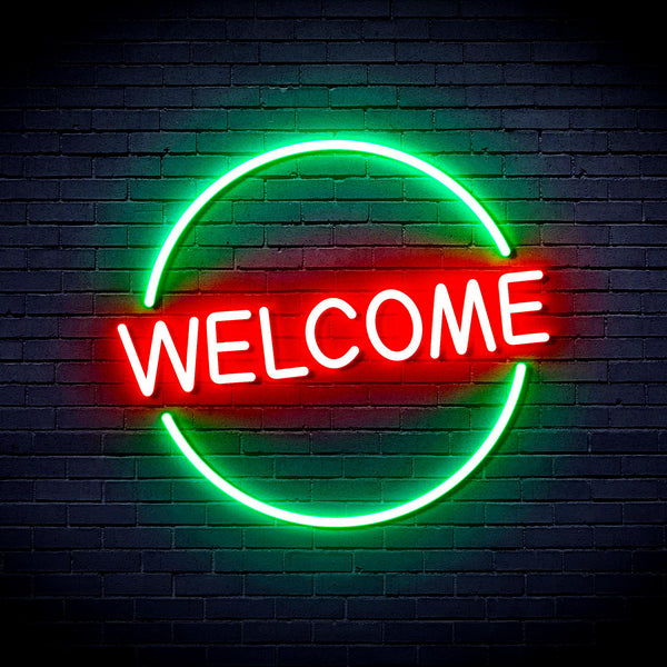 advpro-welcome-ultra-bright-led-neon-sign-fnu0406 - Green & Red
