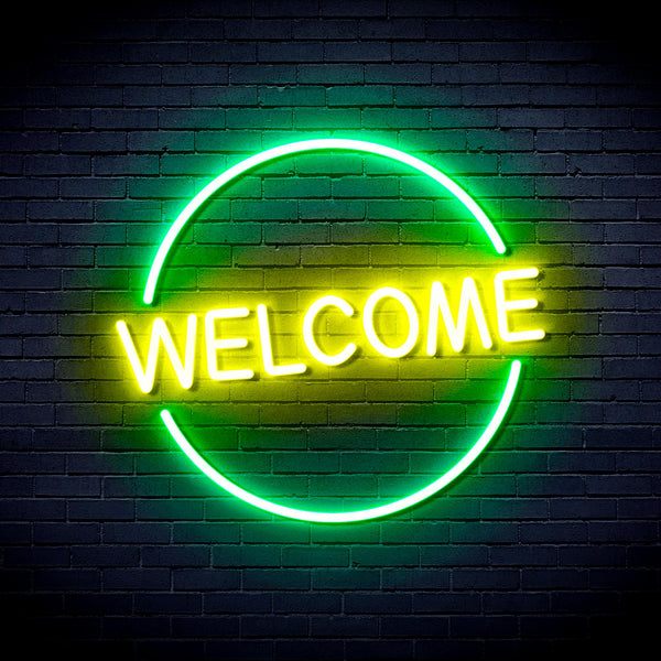 advpro-welcome-ultra-bright-led-neon-sign-fnu0406 - Green & Yellow