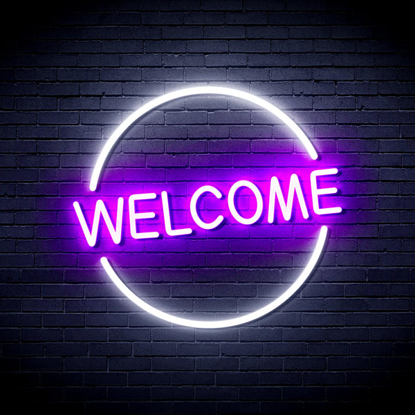 advpro-welcome-ultra-bright-led-neon-sign-fnu0406 - White & Purple