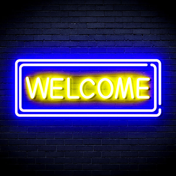 advpro-welcome-ultra-bright-led-neon-sign-fnu0407 - Blue & Yellow