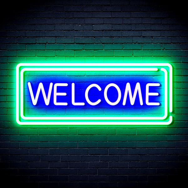 advpro-welcome-ultra-bright-led-neon-sign-fnu0407 - Green & Blue