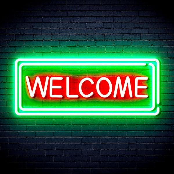 advpro-welcome-ultra-bright-led-neon-sign-fnu0407 - Green & Red