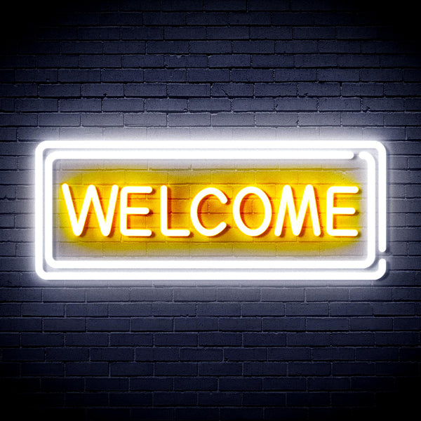 advpro-welcome-ultra-bright-led-neon-sign-fnu0407 - White & Golden Yellow