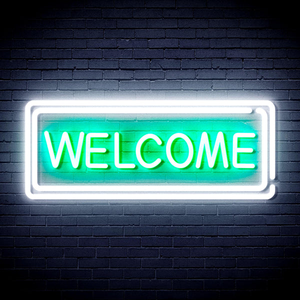 advpro-welcome-ultra-bright-led-neon-sign-fnu0407 - White & Green