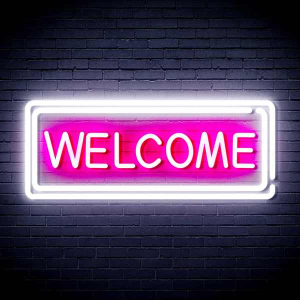 advpro-welcome-ultra-bright-led-neon-sign-fnu0407 - White & Pink