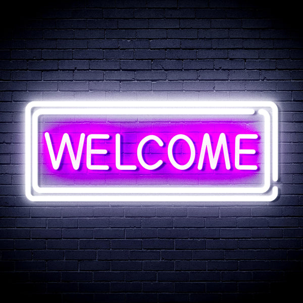 advpro-welcome-ultra-bright-led-neon-sign-fnu0407 - White & Purple