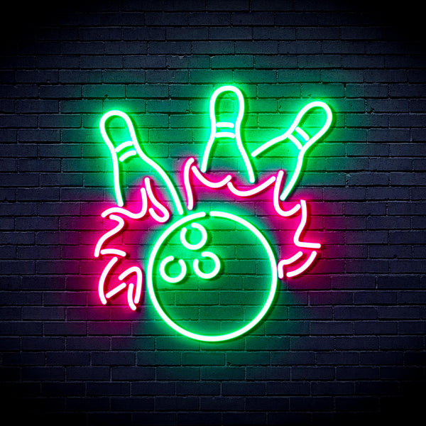 advpro-bowling-ultra-bright-led-neon-sign-fnu0416 - Green & Pink