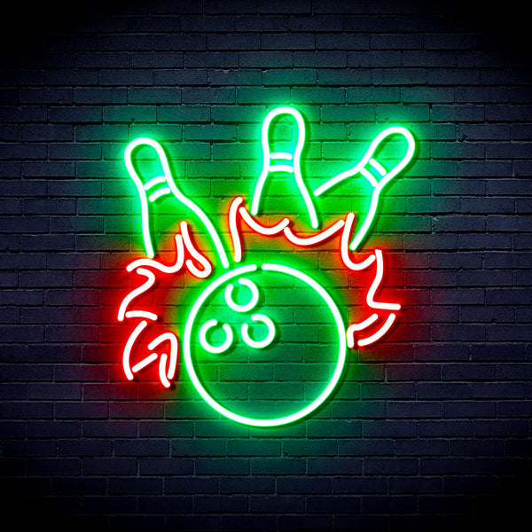 advpro-bowling-ultra-bright-led-neon-sign-fnu0416 - Green & Red