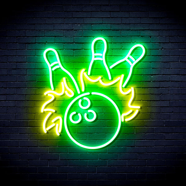 advpro-bowling-ultra-bright-led-neon-sign-fnu0416 - Green & Yellow