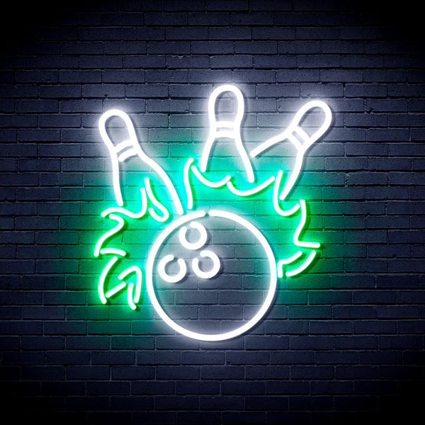advpro-bowling-ultra-bright-led-neon-sign-fnu0416 - White & Green