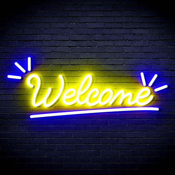 advpro-welcome-ultra-bright-led-neon-sign-fnu0419 - Blue & Yellow