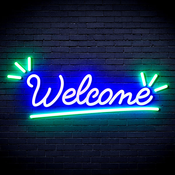 advpro-welcome-ultra-bright-led-neon-sign-fnu0419 - Green & Blue