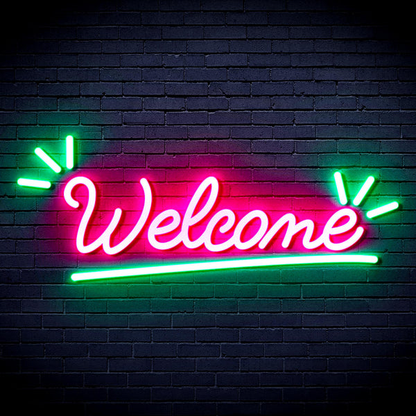 advpro-welcome-ultra-bright-led-neon-sign-fnu0419 - Green & Pink