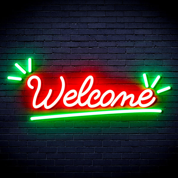 advpro-welcome-ultra-bright-led-neon-sign-fnu0419 - Green & Red