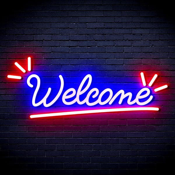 advpro-welcome-ultra-bright-led-neon-sign-fnu0419 - Red & Blue
