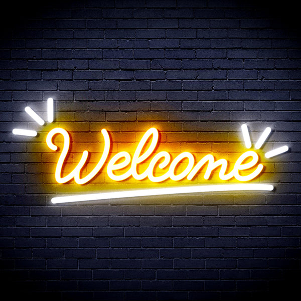 advpro-welcome-ultra-bright-led-neon-sign-fnu0419 - White & Golden Yellow